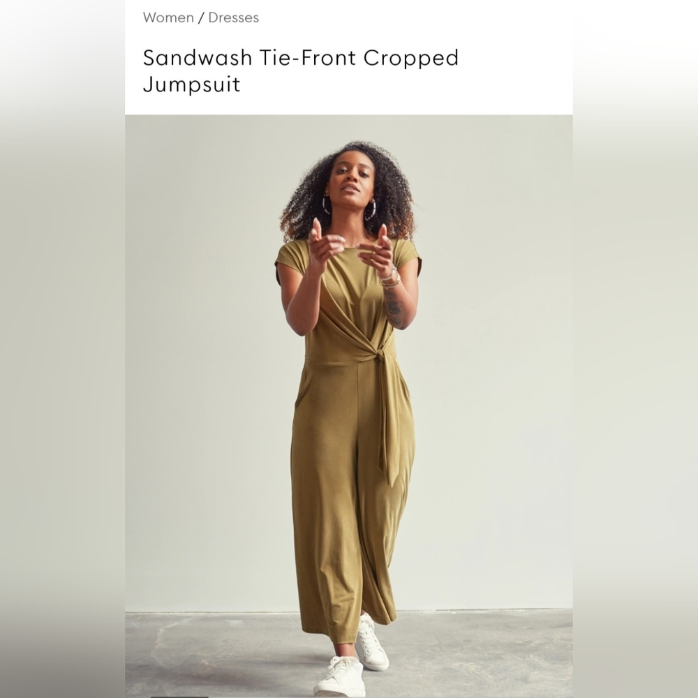 Banana Republic Green Sleeveless Jumpsuit with Tie Waist